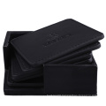 Waterproof PU Leather Black Square Tea Cup Coaster